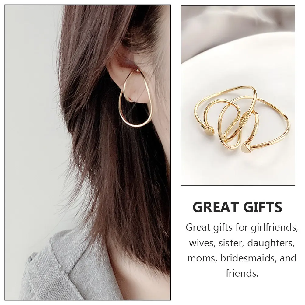 1Pair Horseshoe Shape Ear Clips Premium Material Simple Elegant Ear Decor for Women Gift for Girlfriend Wife Sister Mom