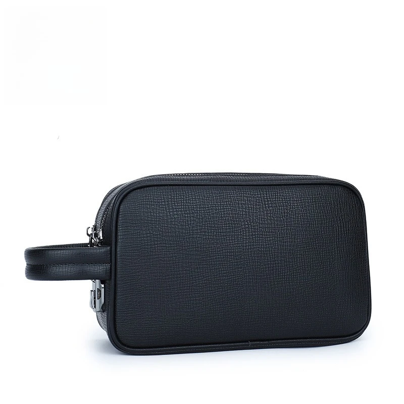 

New multi-functional storage bag, leather with combination lock, clutch bag, glasses bag, first layer cowhide wrist bag.