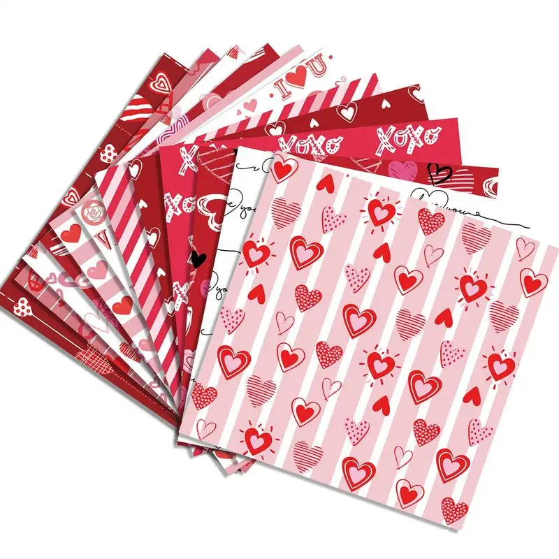 Heart Scrapbook Paper Pink Specialty Paper 24 Pieces Scrapbook Paper Double Sided Cardstock Paper Love Heart Craft Paper For