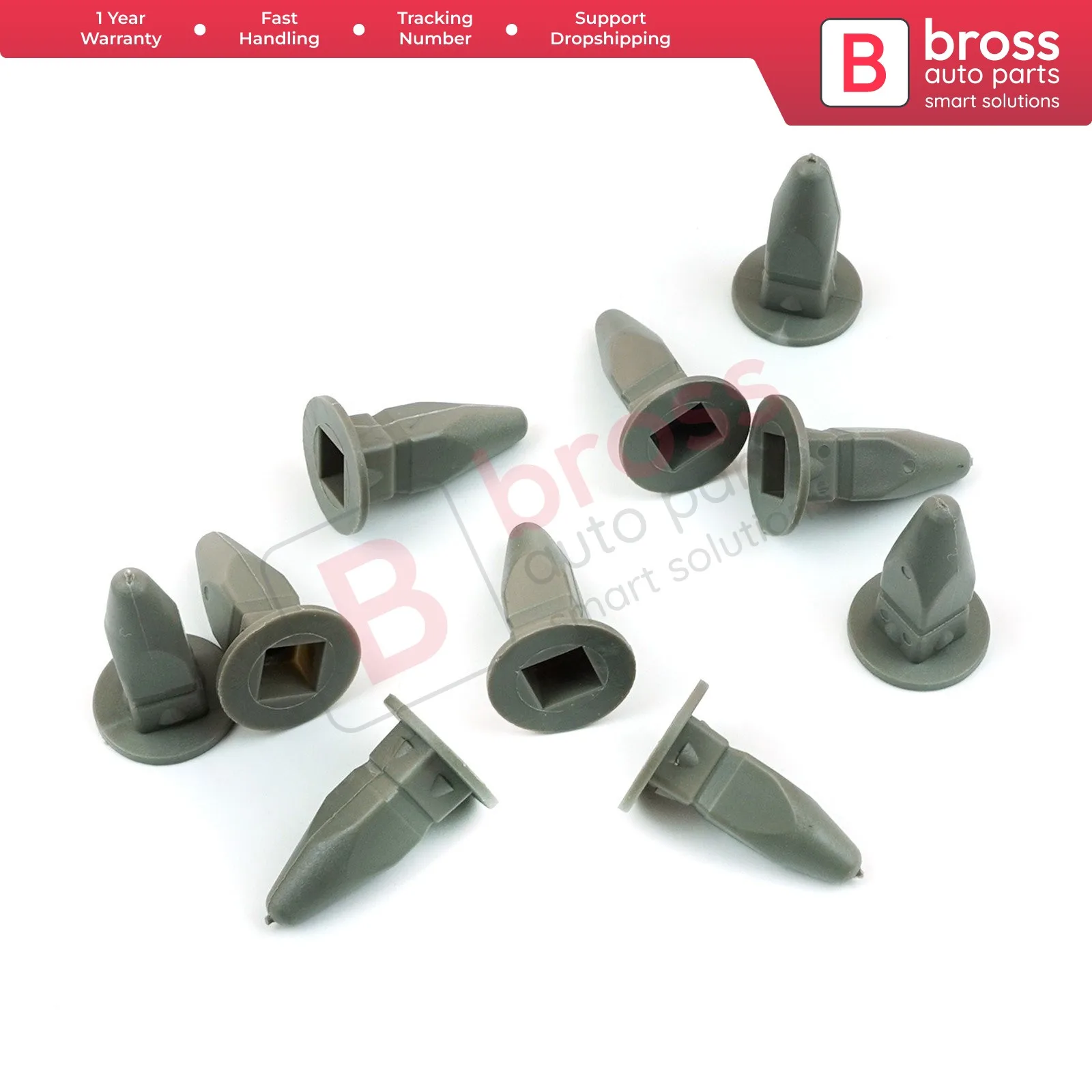 Bross Auto Parts BCF263 10 Pieces Plate  Clip,Gray, Lock Nut for  VW : 357868143