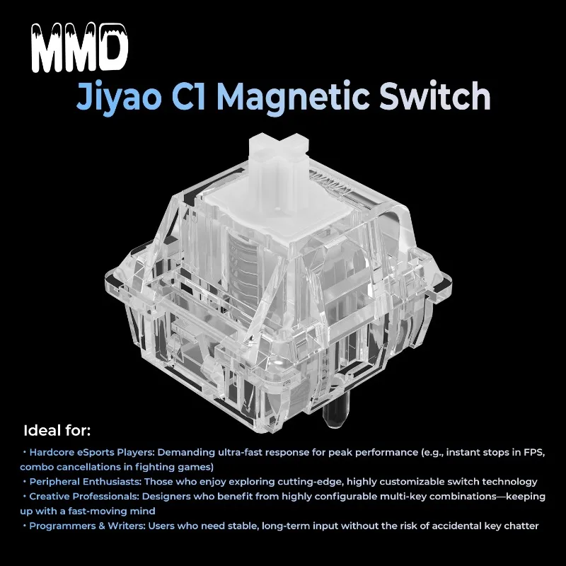 MMD C1 مفتاح مغناطيسي Jiyao مفتاح خطي مبهر للغاية قبل Lubed PC LY للوحة المفاتيح الميكانيكية المغناطيسية