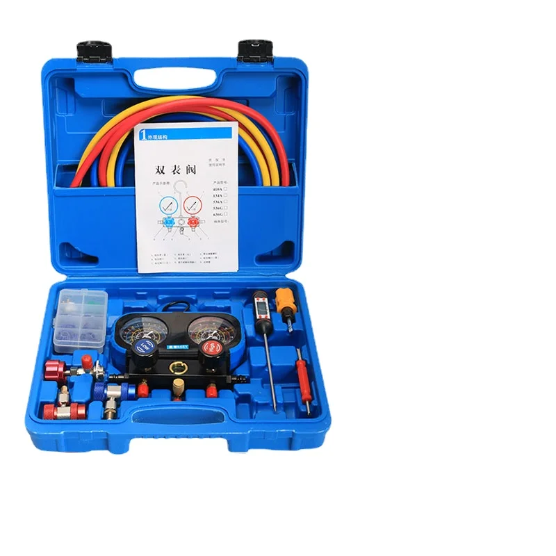 

R134a Refrigerant Car Fluorometer Snow Pressure Gauge Double-Meter Valve Air Conditioner