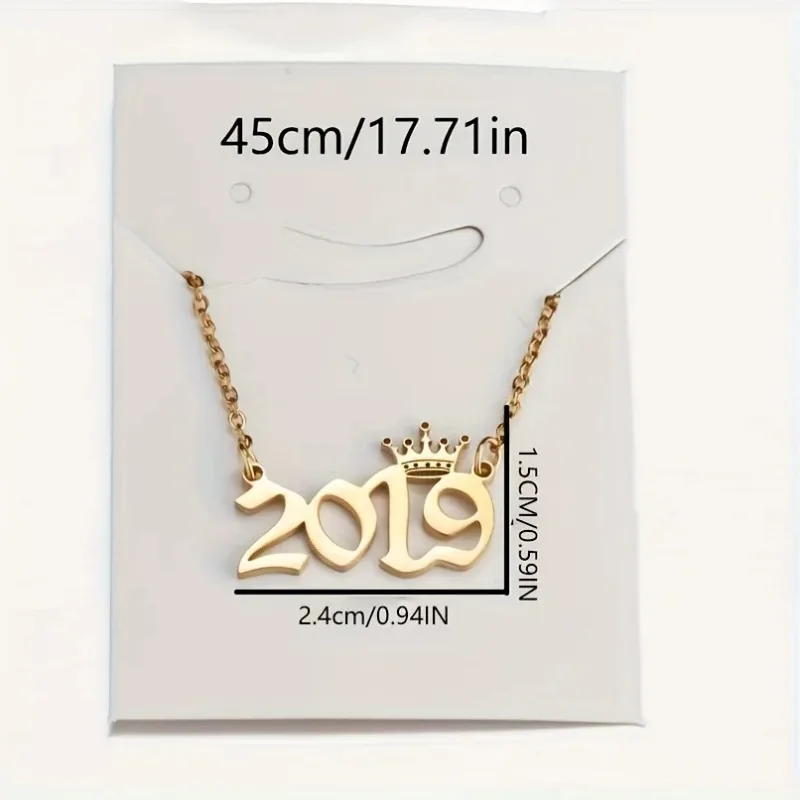

Year of Birth Crown Year Digital Pendant Simple Necklace Leopard Combination Chains One Piece 2025 European Fashion Vintage ES