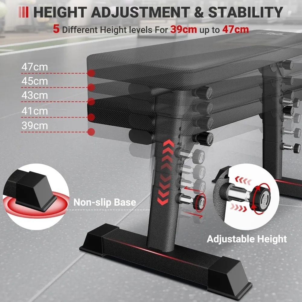 مقعد وزن متين قابل للطي - مكبس مقعد قابل للتعديل لصالة الألعاب الرياضية المنزلية عالي السعة لتدريب القوة