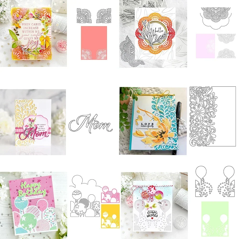 Exquisite Ausschnitt Fanciful Blume Metall Stanzformen Mama Worte Ballon Party Gestanzte Set für DIY Scrapbooking Karte Handwerk Herstellung