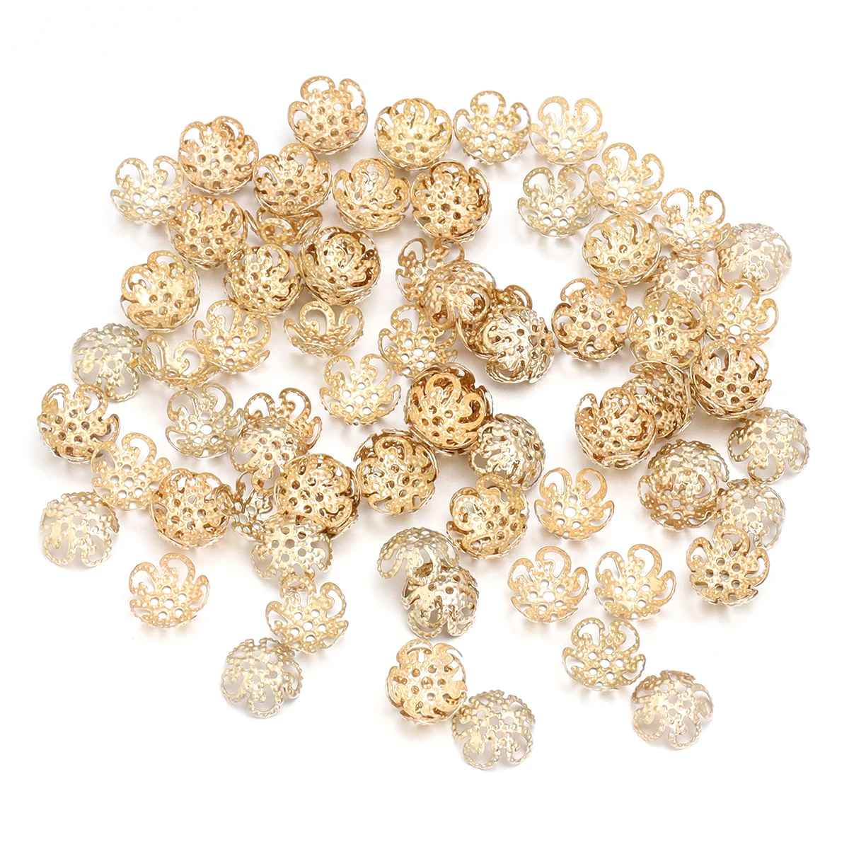 100 teile/los 8/10mm Blumen perlen End Spacer Perlen Kappen Charms Perle Metall End kappen für Schmuck herstellung Ergebnisse DIY Zubehör – Detail 8