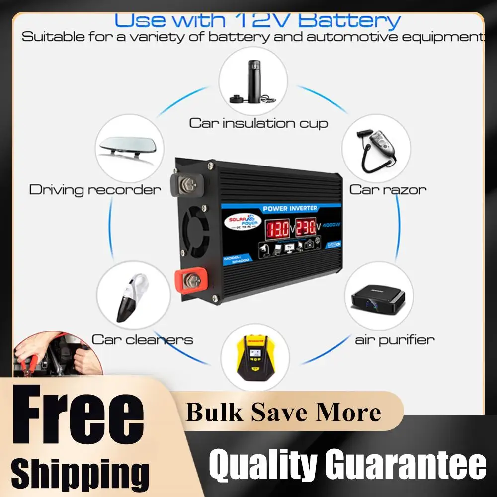 

Power Inverter Dual LCD Digital Display Car Power Inverter Voltage Transformer Modified Sine Wave for Auto Steamboat Accessories