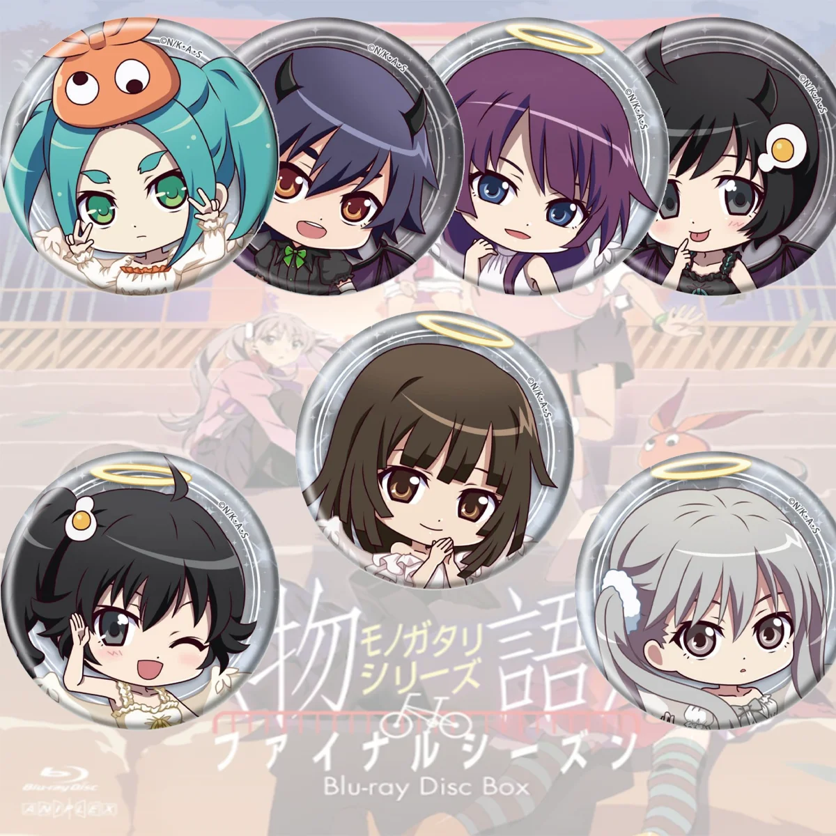 Monogatari Series Anime 6cm Character Badge Unique Brooch Carnival Holiday Gift for Anime Fans keychain