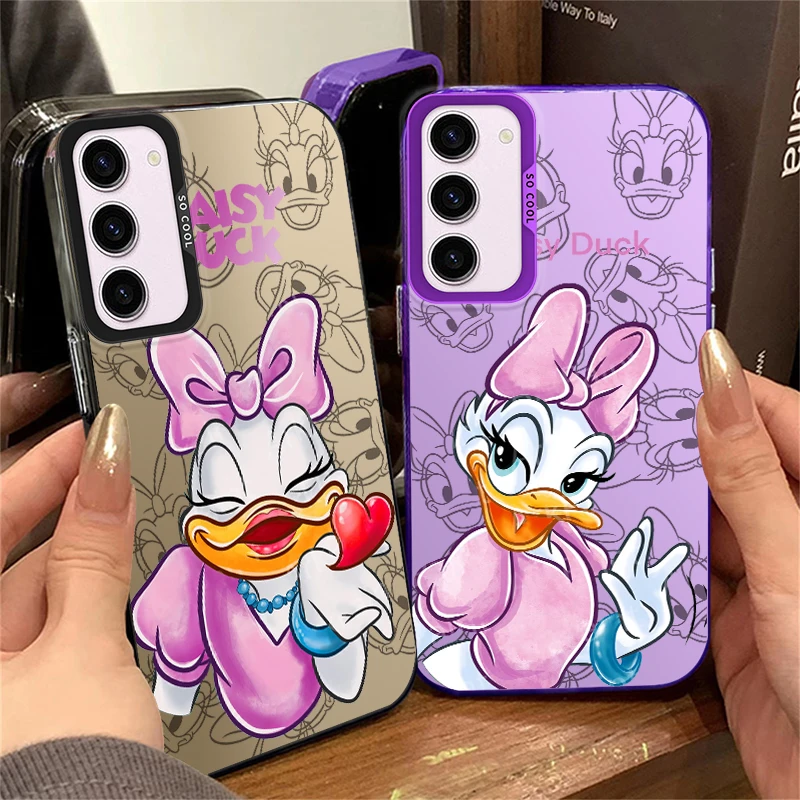 Pink Daisys Love For Samsung Galaxy S24 S23 S22 S21 S20 FE Ultra Plus Lite 5G Fashion Colorful Silver Phone Case image 3