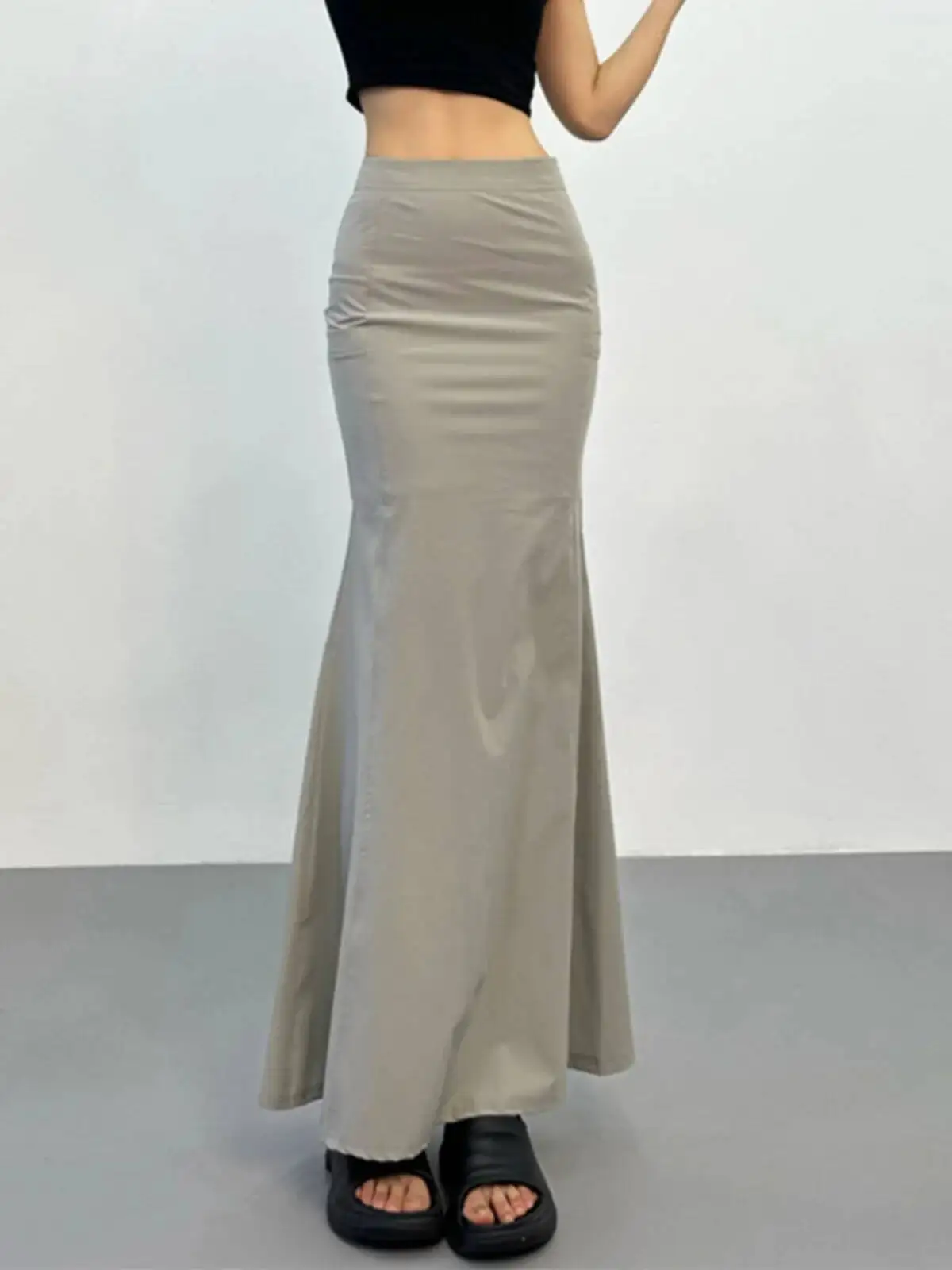 

Европейско-американский стиль, сексуальная облегающая длинная юбка для женщин, новинка лета 2026, с разрезом сзади, обтягивающая бедра, юбка-рыбий хвост TJ5M