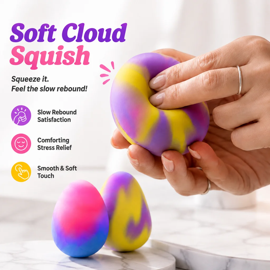 NeeDoh Dippin Dazzler Eggs Squishy Color Changing Soft Rubber Sensory Fidget Toy Stress Relief Easter Basket Gift for Kids
