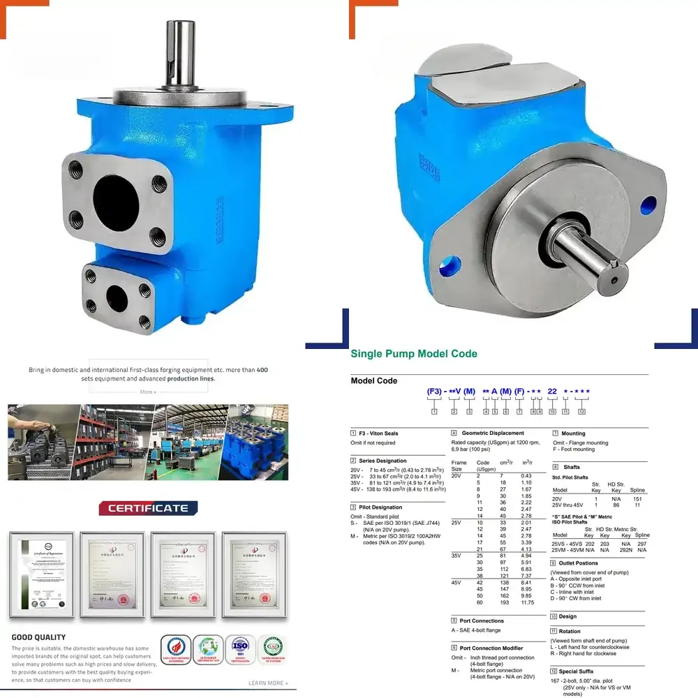 High Pressure Hydraulic Oil Pumps 20V Series 20V2/5/8/9/11/12/14A Low Noise Single Hydraulic Vane Pump 20V8A-1C22R