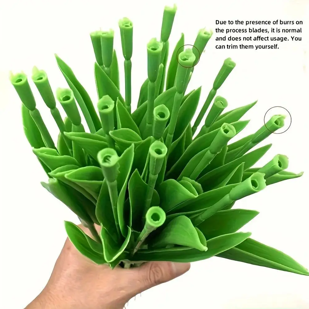 20本のリアルな緑の人工チューリップの茎と葉が一体になったdiy編み物材料パック、中国製の花飾り