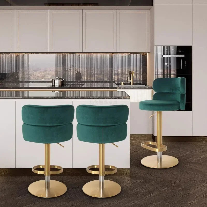 

Компактные роскошные барные стулья из нержавеющей стали, регулируемые вращающиеся высокие стулья для взрослых, эргономичный офисный шезлонг, барная мебель для заднего двора