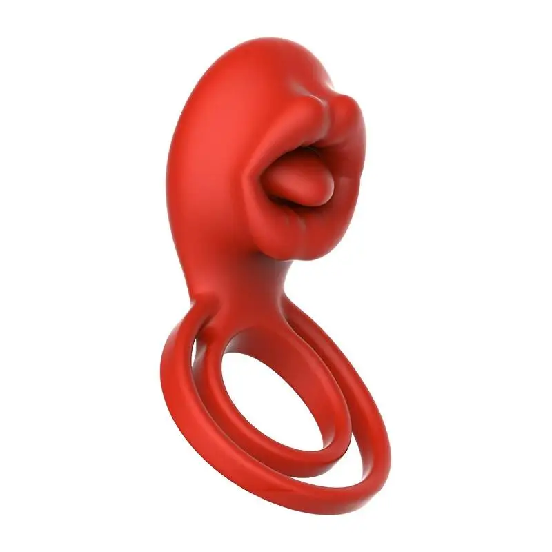 Vibrating Cock Ring Clitoral Stimulator with Tongue Licking 4-in-1 Penis Ring Vibrator 9 Modes Couples Sex Toy for Men and Women