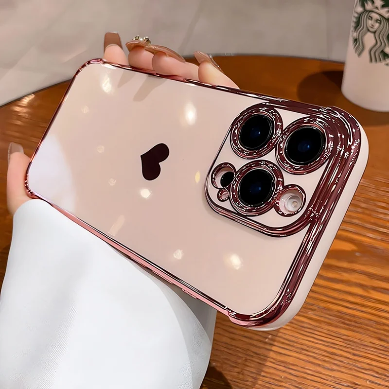 Plating Heart Laser Aurora Matte Hülle für iPhone 18 17 12 13 14 15 16 Pro Max Plus Kameraschutz Silikon Stoßfeste Abdeckung – Detail 3