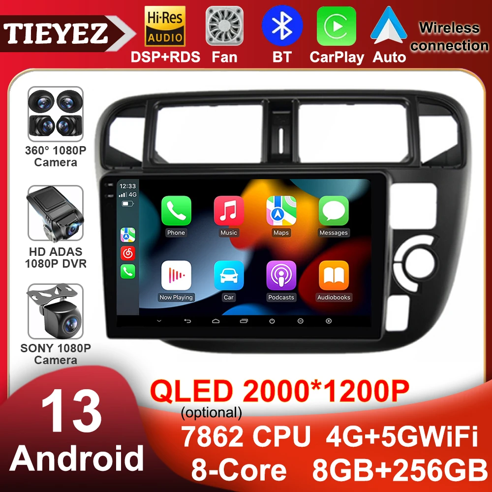 

9" Android 13 Car Radio Stereo For HONDA CIVIC EK3/EK4/EK9 1995-1999 Car Multimedia Video Audio Autoradio GPS Player Receiver