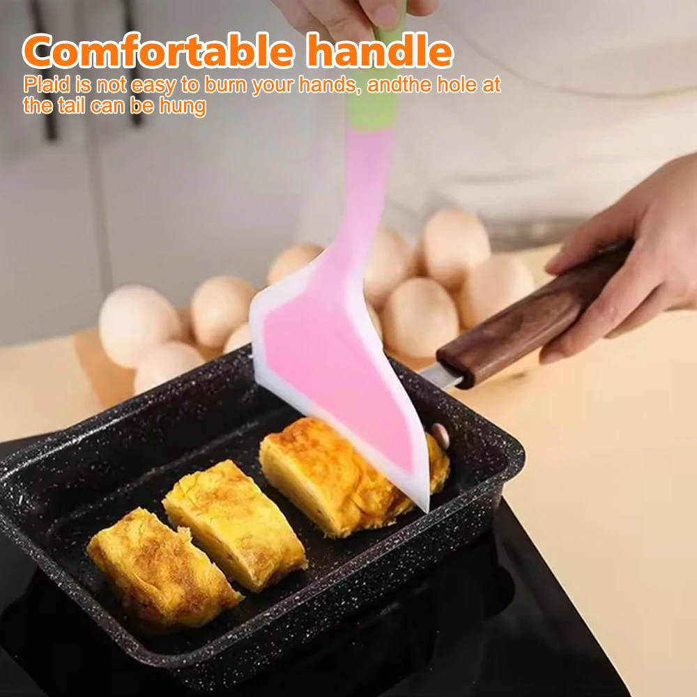 لون عشوائي سيليكون ملعقة الغذاء الصف غير عصا واسعة الفم شريحة لحم البيض المقلي مجرفة أدوات المطبخ الخبز #2