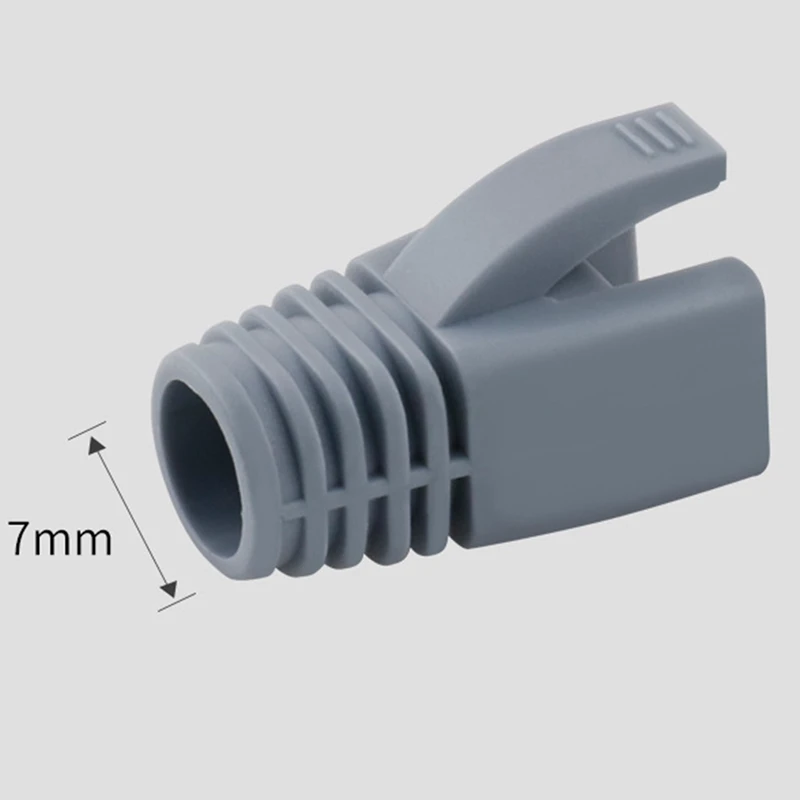 Защитные ботинки RJ45 Cat7, защитный разъем для сетевого кабеля Ethernet Cat6A, внешний диаметр 7 мм (серый)