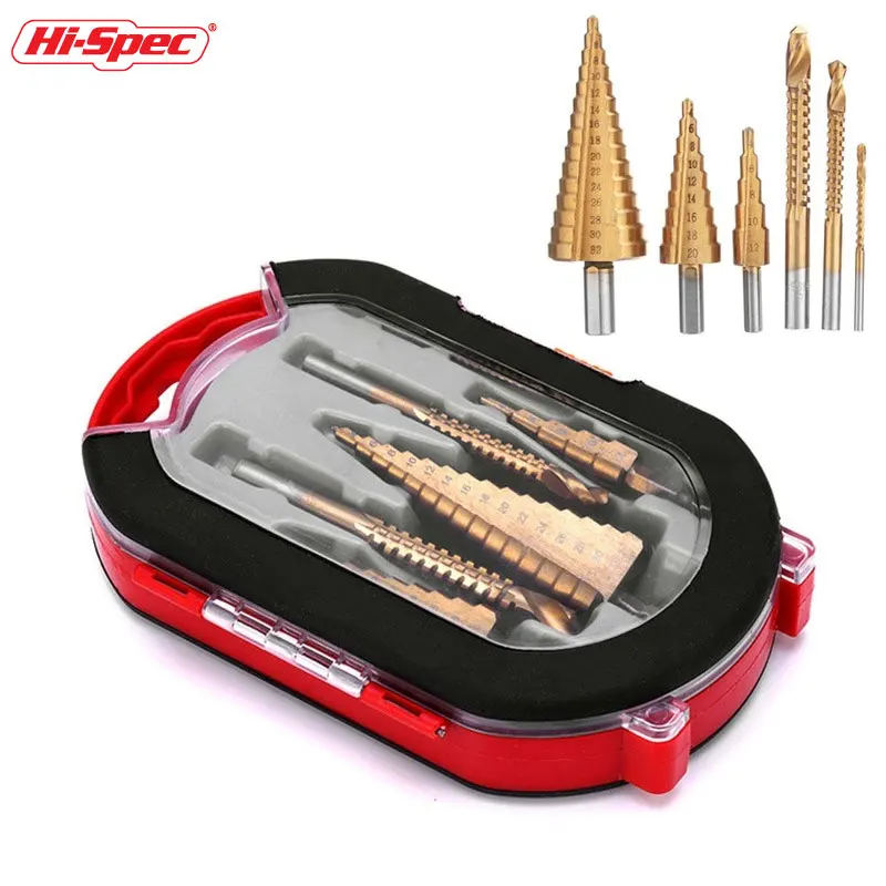 Hi-Spec Step Drill Bit Set 4 -32mm Hss Titanium Coated Metal Core Drill Bits Aluminum Case Metal Drilling Tool For Metal Wood