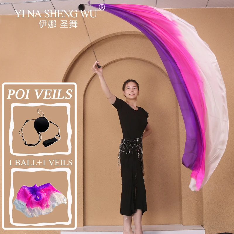Taniec brzucha Poi Streamer Gradientowe Kolory Jedwabna Apaszka Woal Taniec Apaszka Jedwabna Poi Elegancki Apaszka Jedwabna Poi Ball Streamer Elegancki