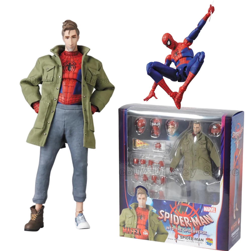 Original Mafex 109 Comics Peter Parker Spider Man Action Figure Toys 1/12 Spiderman Movable Statue Model Collectible Xmas Gifts