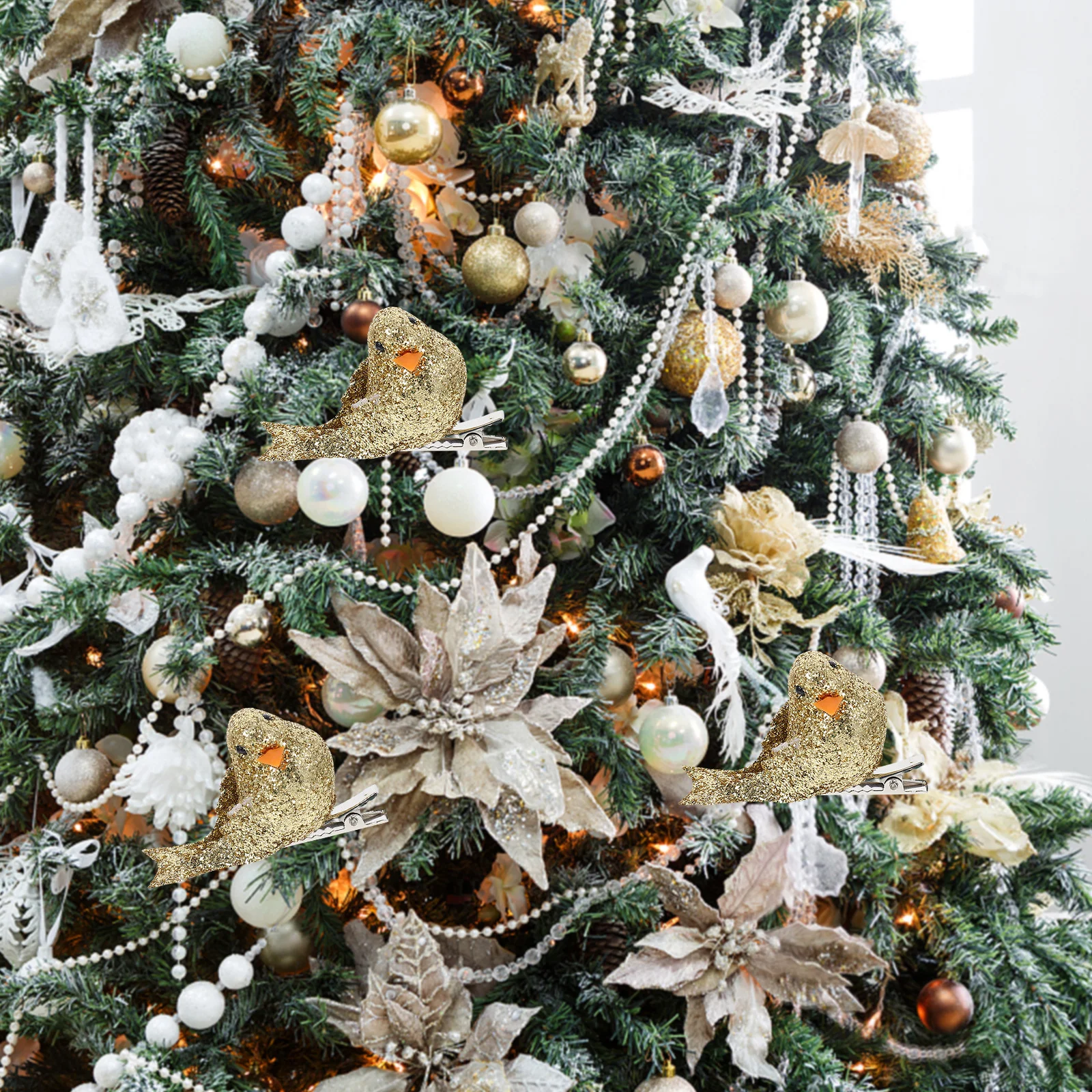 

12Pcs Xmas Tree Birds Decoration Realistic Design Creative Clip on Christmas Scene Festival Ornament Xmas Birds Decor