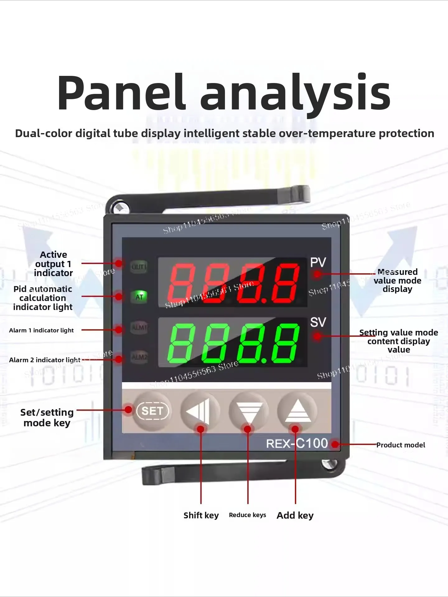 REX-C100 110V to 240V 0 to 1300 Degree Temperature Probe Alarm Digital PID Temperature Controller Kits with K Type Probe Sensor