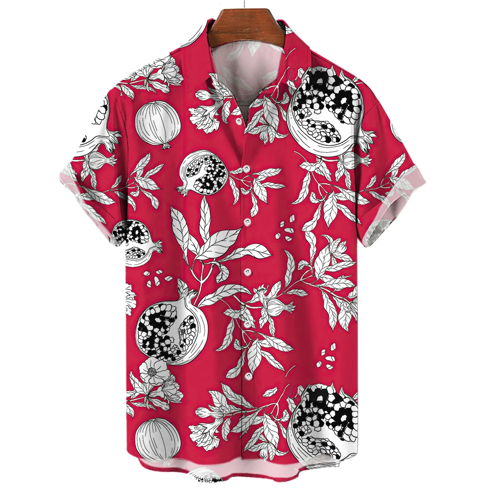 

Summer Shirt For Men'S Pomegranate Flower Pattern Spain 3d Print Tropical Casual Tee Outdoor Streetwear Clothing Oversized Tops