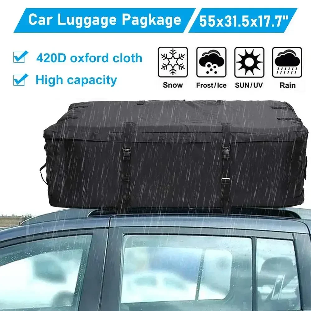 Car Roof Top Bag 140x80x45cm 420D Thicken Oxford Cloth Travel Waterproof Cargo Carrier Luggage Bag For Cars accessories Body Kit