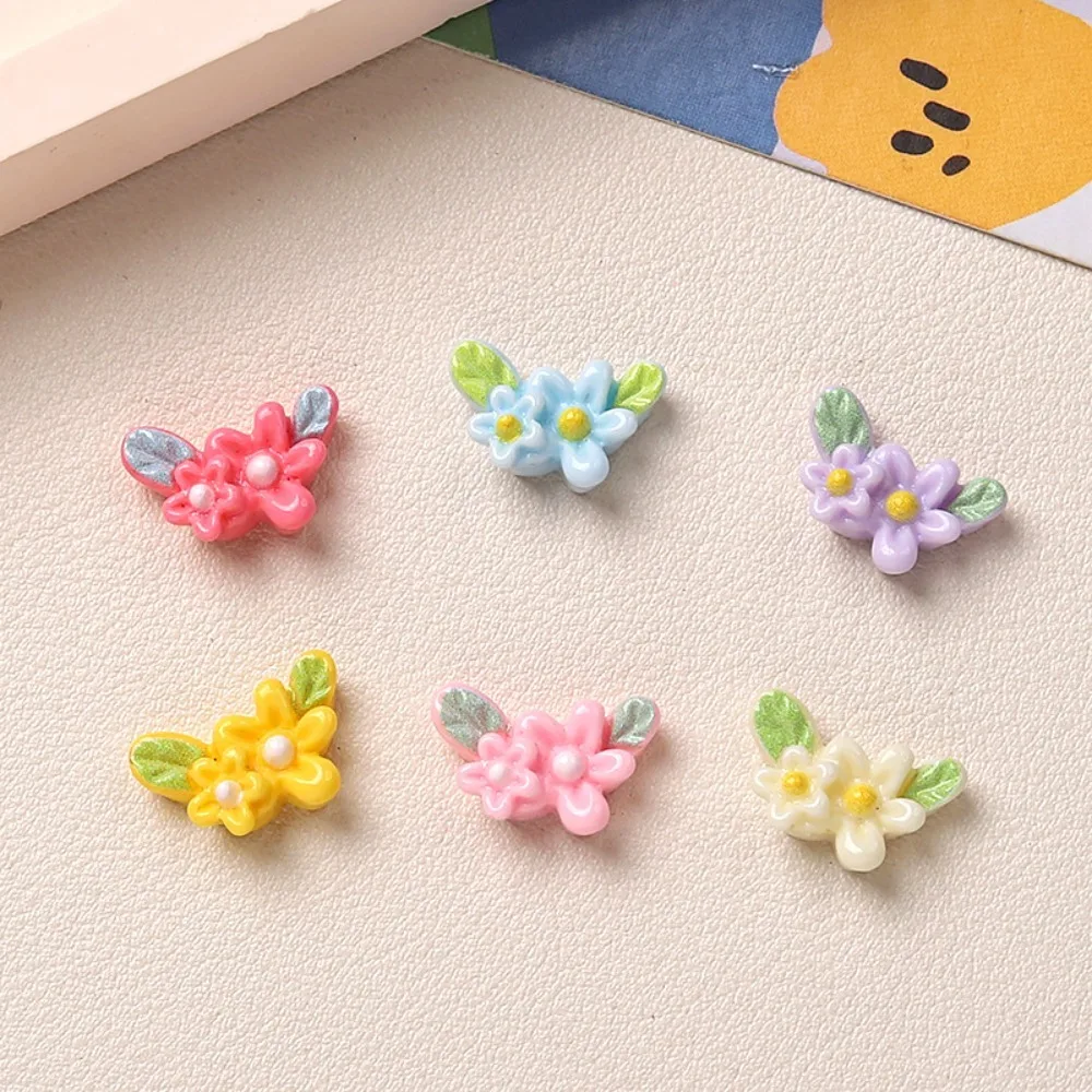 10pcs Kawaii Resin Flatback Mini Small Flower Charms Cabochons Embellishments for DIY Ornament Crafts Scrapbook Home Decorations