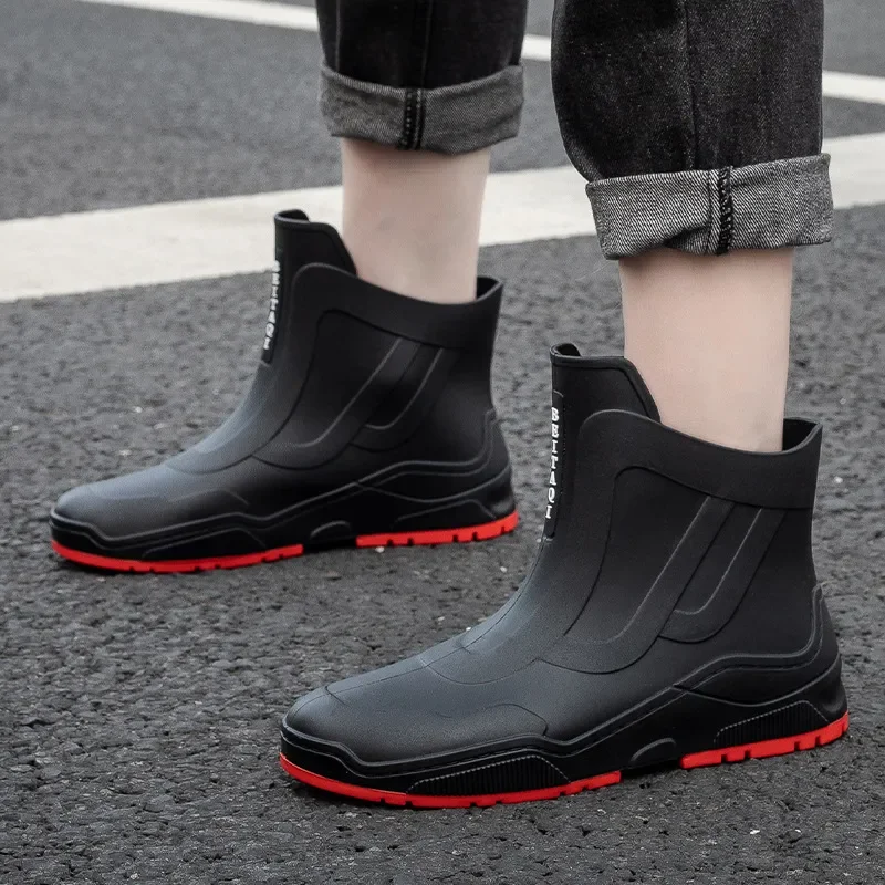 Men's Rubber Shoes Waterproof Rain Boots Fishing Ankle Covers Rubber Shoes Winter Warmth Work Safety Anti-Slip Kitchen Shoes