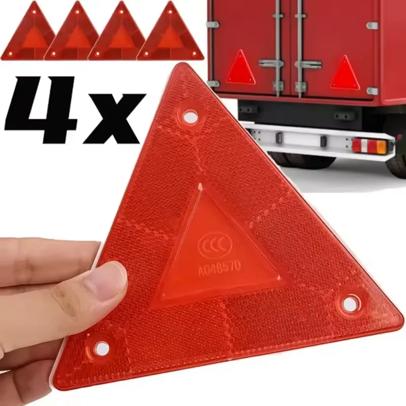 Truck Warning Reflector Triangle Red Truck Stop Warning Sign Plate Rear Light Safety Reflective Sign Board for Trailer Reflector