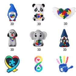 5/10pcs Focal Silicone Beads 3D Caring for Autism for DIY KeyChain Making Pen Decor Ornamental Focal Jewelry Accessories