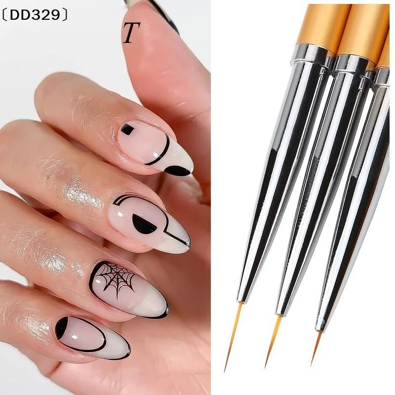 3Pcs DIY Nail Drawing Pen Acrylic French Stripe Liner Brush For 3D Tips Lines Stripes UV Gel Painting Tool〔DD329〕