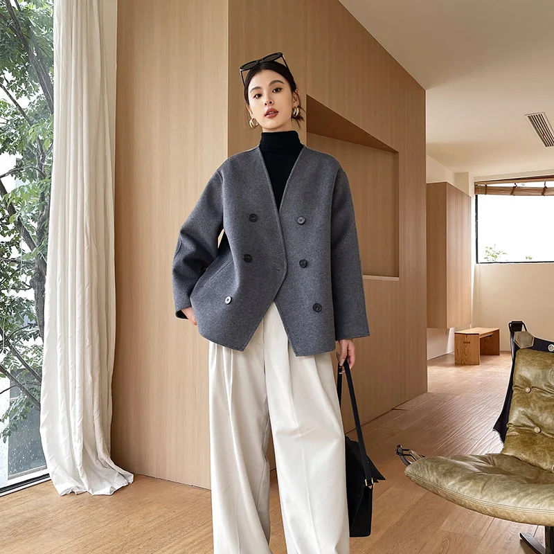 2025 Women's 100% Cashmere Thick Double sided Jacket Classic Multi functional Fashion Suitable for Business