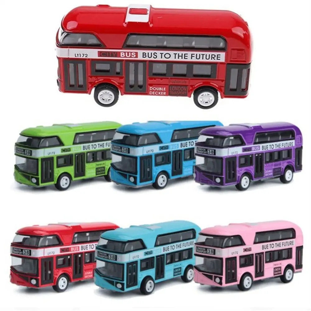 City Tourist Car Educational Toys Doors Open Close Toy Vehicles Pull Back Toys Double Decker Bus Diecast Cars Toy Bus Toy Model