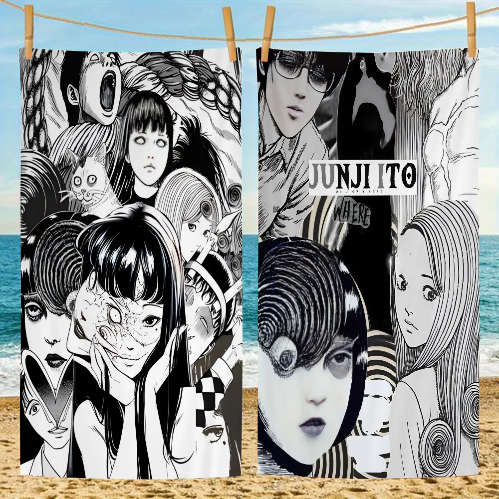 Horror Anime Junji Ito Anime Beach Swimming Towel Soft Absorbent Washcloth Children's Gifts For Kids Travel Camping Gym