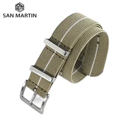 San Martin Nylon Watchband Starp 20mm 22mm Elastic Sports Sweat Watch Bands For Men Pin Buckle Durable Bracelet Universal BD0001