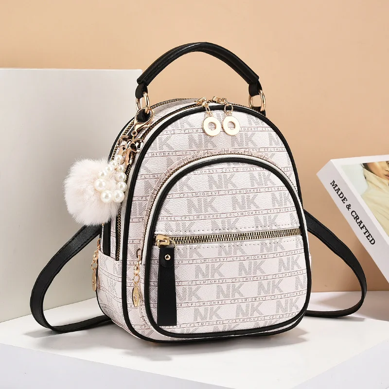 2025 New Soft Leather Printed Women's Backpack with Simple Versatile Printed Female Backpack Exquisite Female Travel Backpack