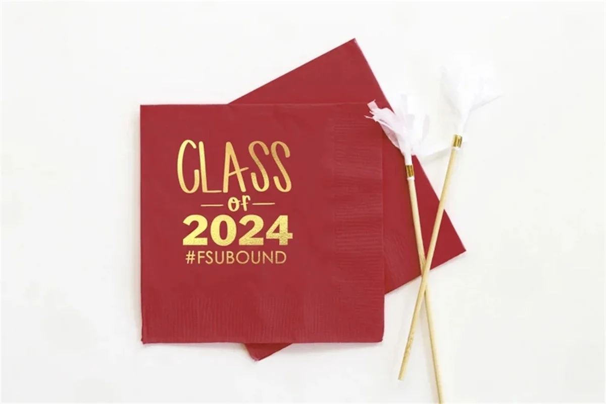 50 PCS Personalized Graduation Napkins Class of 2024 Napkins Graduation Party Decorations Personalized Beverage Napkins Grad Par