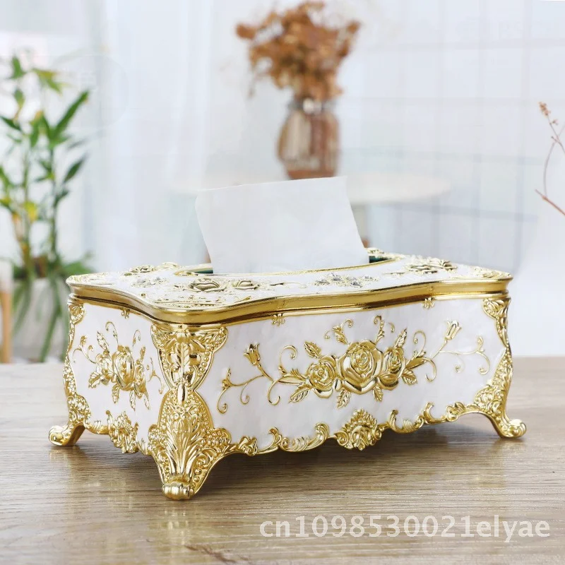 

European Style Plastic Tissue Box - Luxury-Inspired Multi-purpose Household Napkin Paper Box for Living Room Dining Table KTV