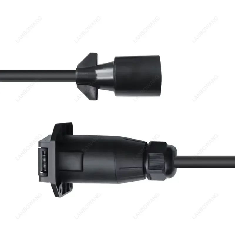 Custom 7-Pin RV Trailer Connector, Waterproof Expansion Plug Adapter with Power Cord for Caravan Trailer