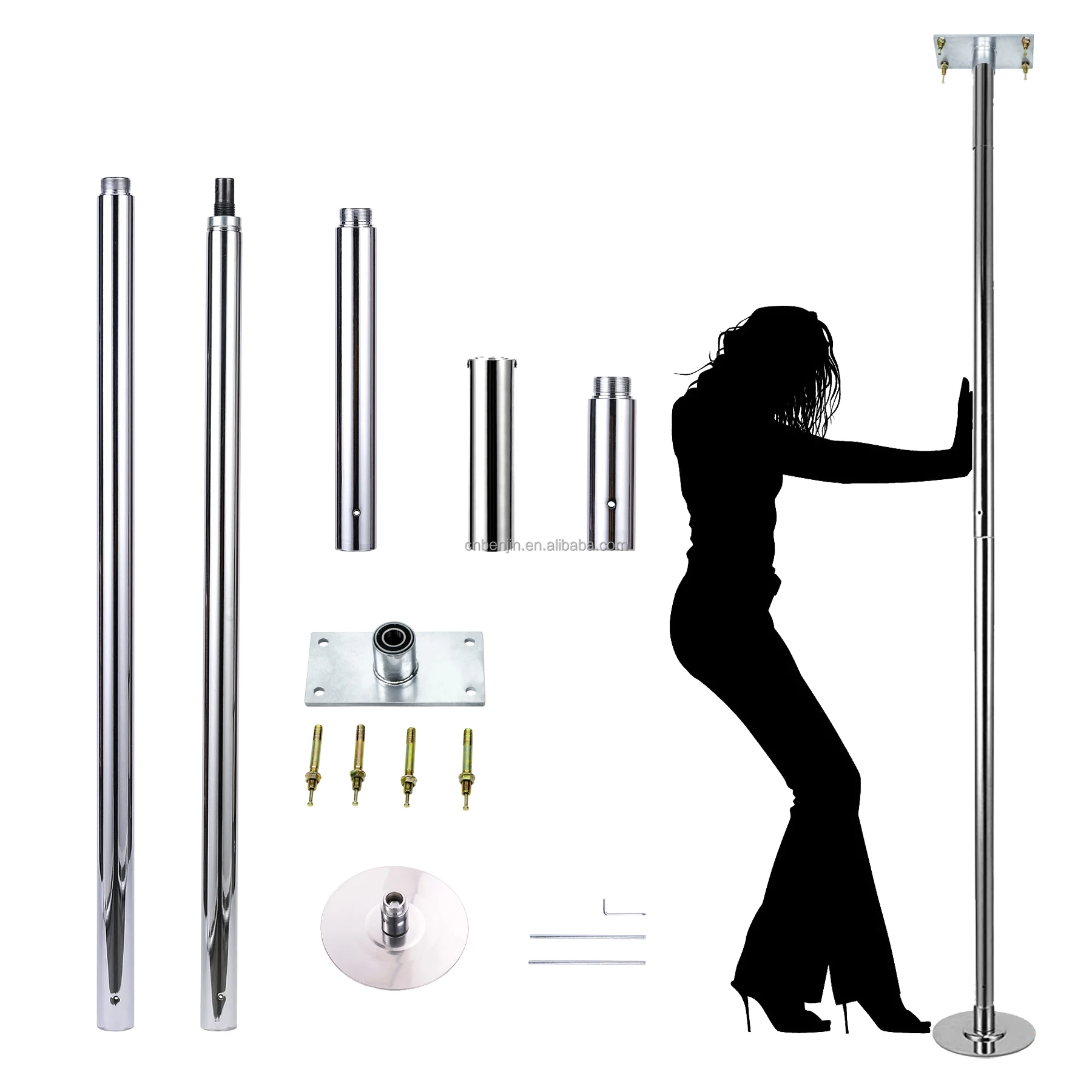 

45mm Fitness Dance Pole & Fixed Plange Plate, Ceiling Mount for Dancing Adjustable Pole Home, More Safety Top Plate