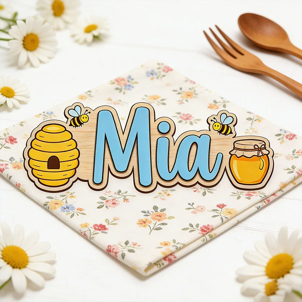 Custom Honey Bee Hive Honey Jar Name Door Sign for Kids Bedroom Personalized Sweet Honey Themed Wooden Nursery Plaque