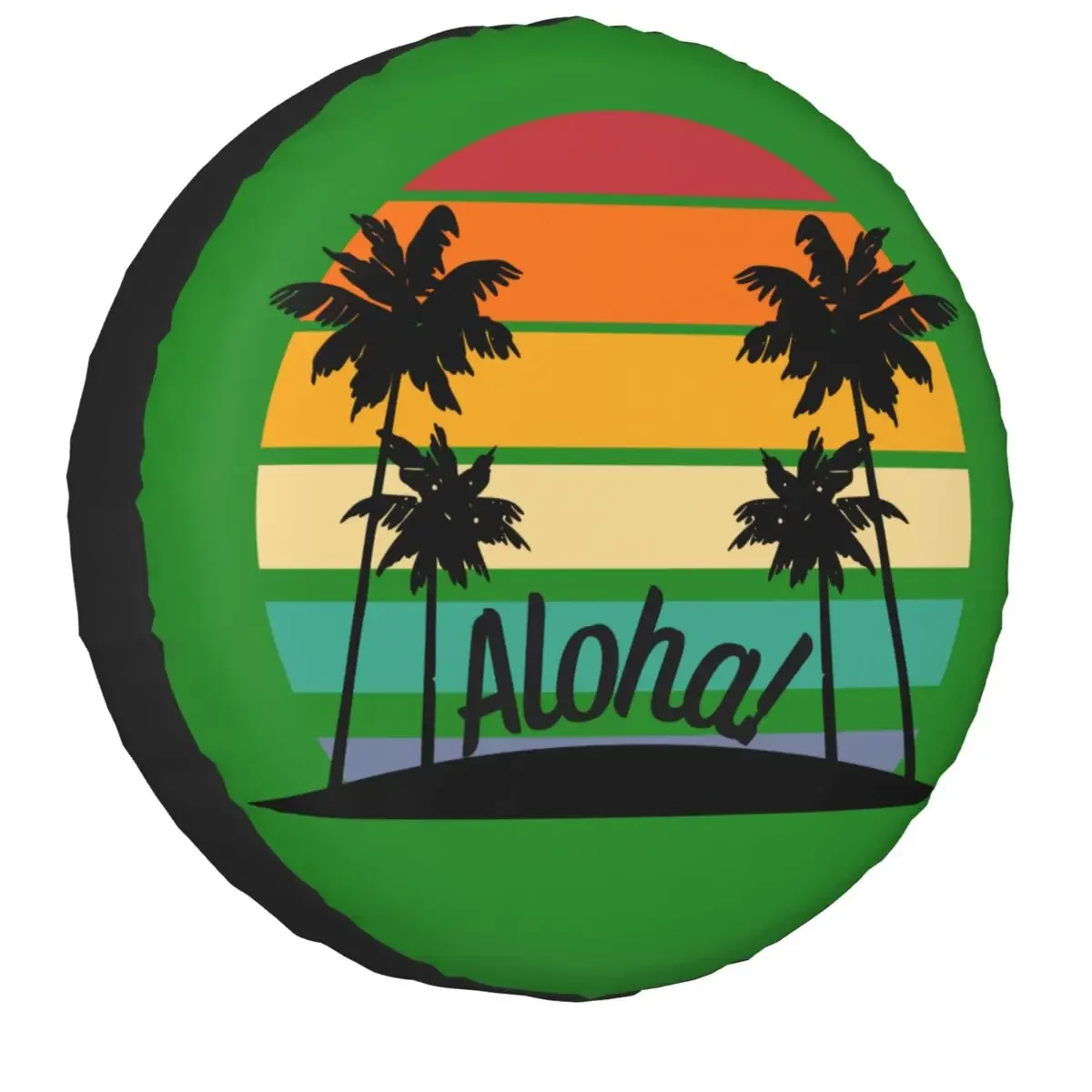 Hawaii Aloha Beach Spare Wheel Cover Universal for Jeep 4x4 SUV Custom Tropical Palm Tree Tire Protector 14