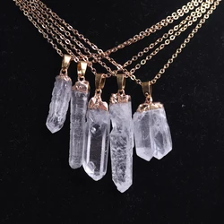 1PCS  Irregular Shaped Natural Raw Stone White Clear Quartz Crystal Pendant Necklace Healing Energy Meditation Jewelry