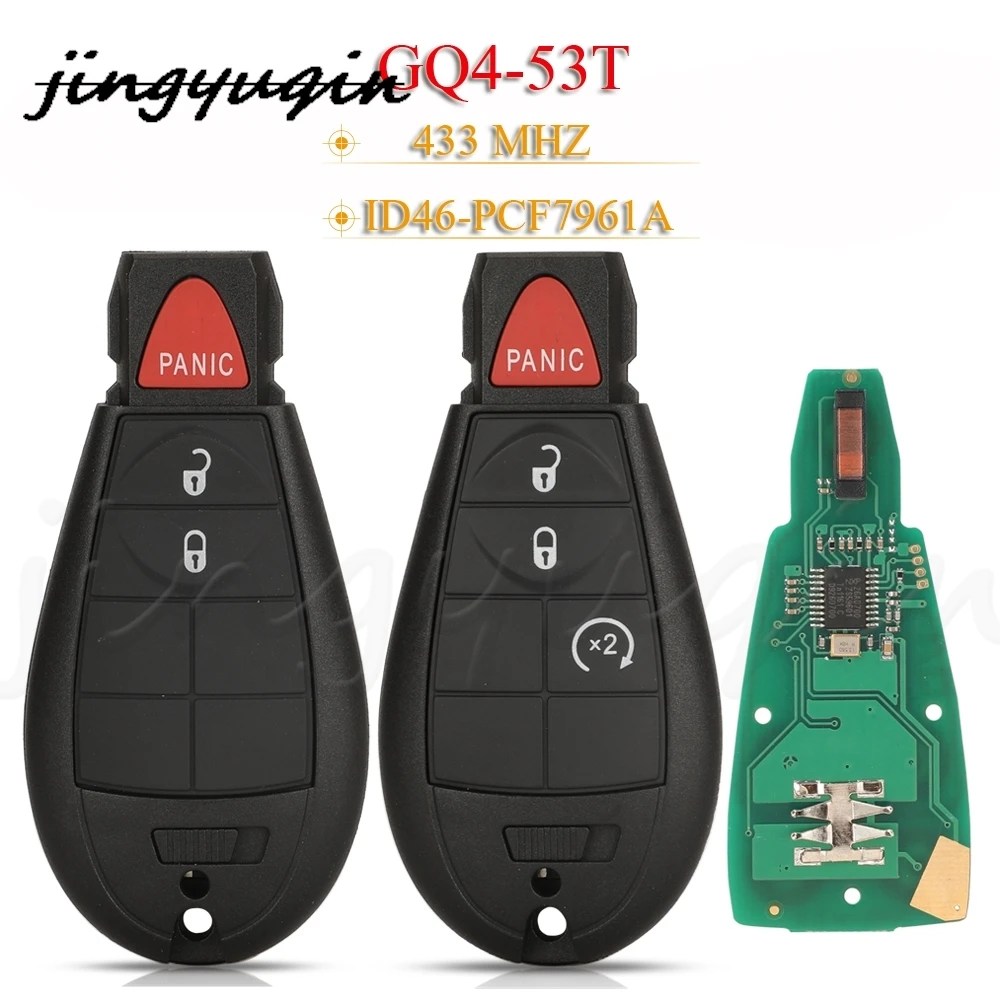 

jingyuqin 3/4 Buttons Smart Remote Key Fob GQ4-53T 433Mhz ID46 - PCF7961A Chip For For Jeep Cherokee 2014-2019