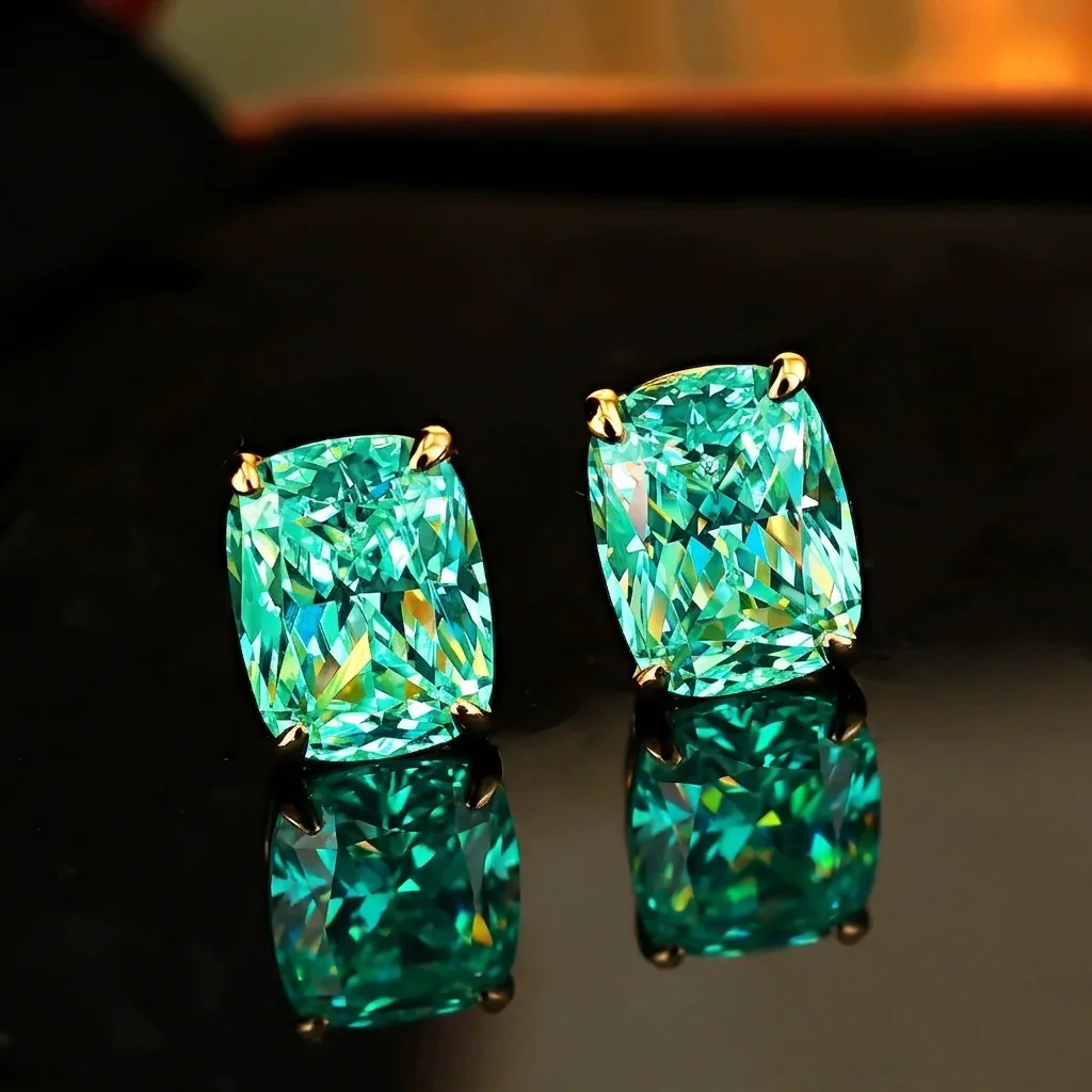 2026 Neue Produkteinführung - Meistverkaufte Diamant-Paribadeni-Eis-Schnitt Lange Kissenförmige Weiße Zirkonium-Ohrringe aus Reinem Silber, Einfach – Detail 5