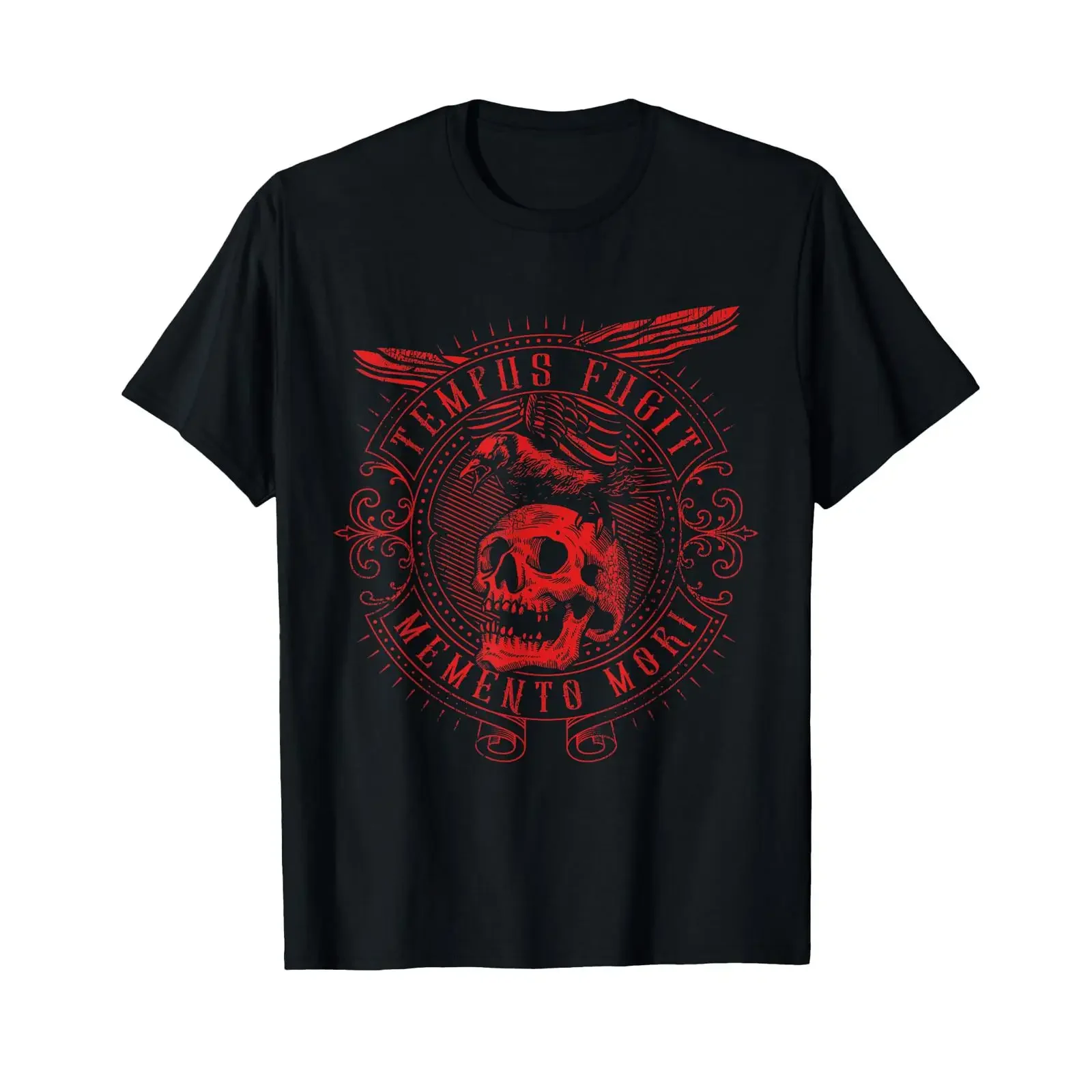 Tempus Fugit Memento Mori Latin Phrase T Shirt vintage Washed Stylish Unisex Versatile Top For Everyday Wear fashion homme Soft